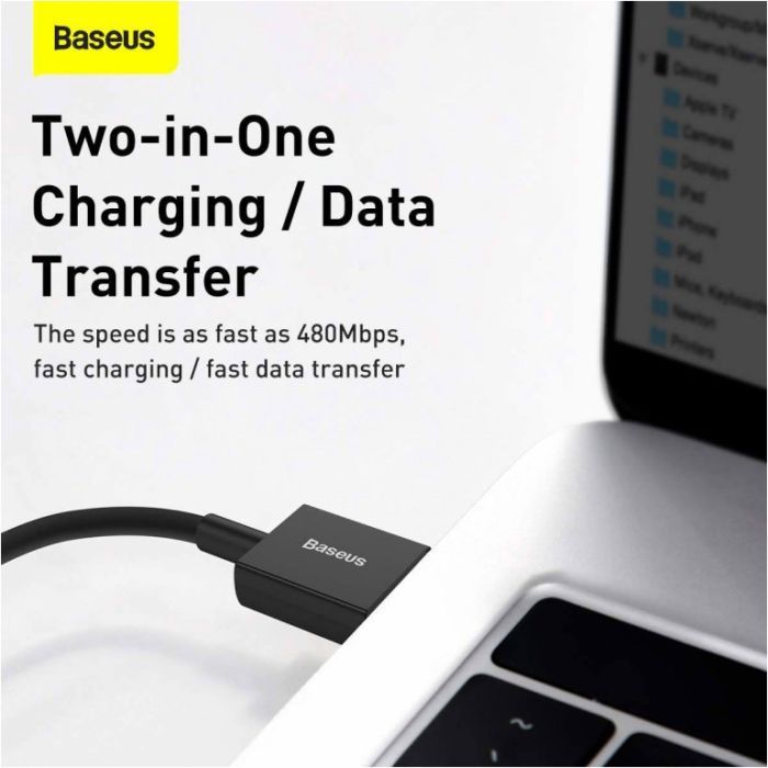 Дата кабель USB 2.0 AM to Lightning 2.0m 2.4A black Baseus (CALYS-C01) зображення 7