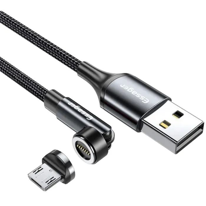Дата кабель USB 2.0 AM to Micro 5P 1.0m magnetic black Essager (EXCCXM-WC0G)