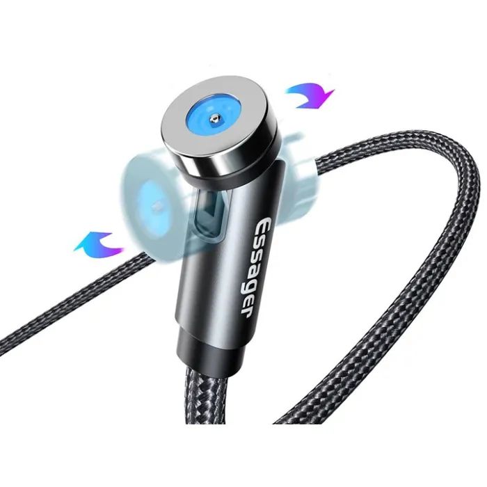 Дата кабель USB 2.0 AM to Micro 5P 1.0m magnetic black Essager (EXCCXM-WC0G) изображение 3