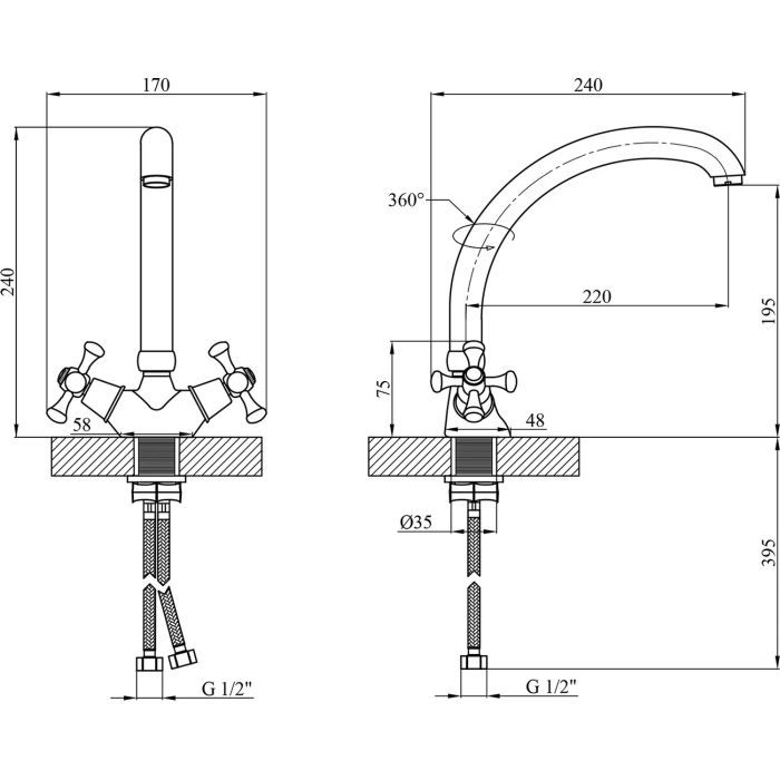Змішувач Kroner Rhein-C032 (CV017352) зображення 7