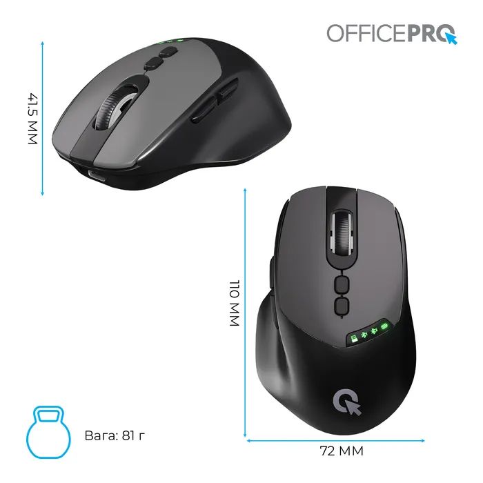 Мишка OfficePro M520B Wireless/Bluetooth Black (M520B) зображення 12