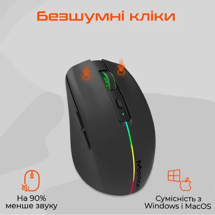 Мышка Meetion BTM002 Wireless/Bluetooth Black (MT-BTM002-A) изображение 3