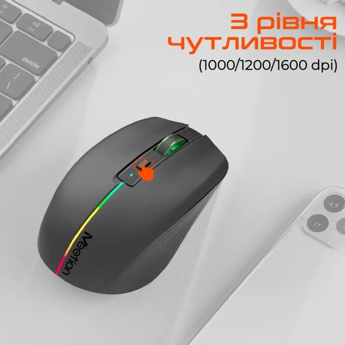 Мышка Meetion BTM002 Wireless/Bluetooth Black (MT-BTM002-A) изображение 4