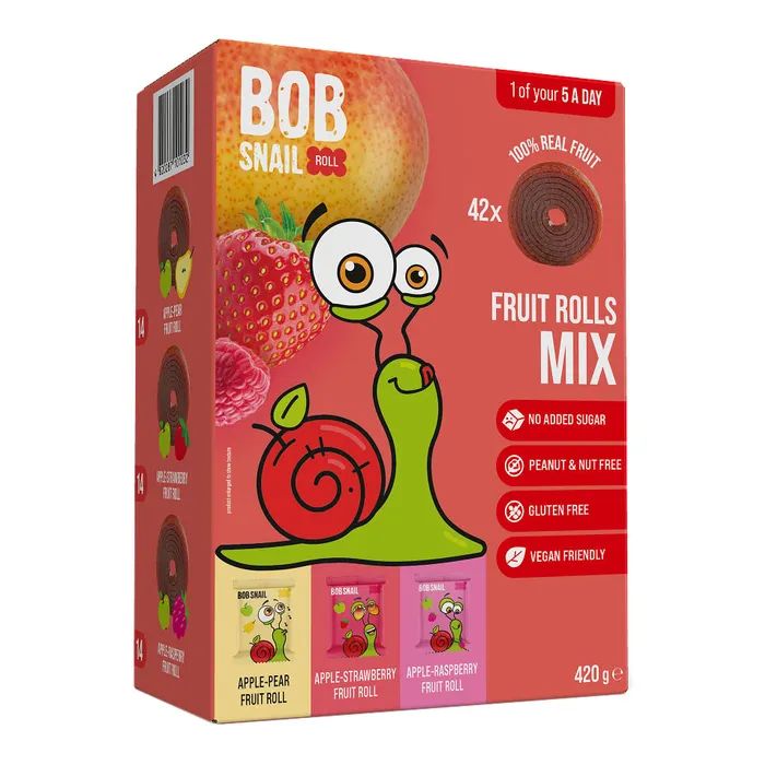Конфета Bob Snail Fruit Rolls Mix 3 вкуса по 140 г (4820287101032)
