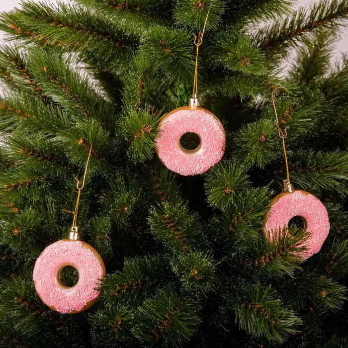 Ялинкова іграшка Chomik пластикові Пончики 3 шт, 8см, рожеві (5901292677169_3) зображення 3