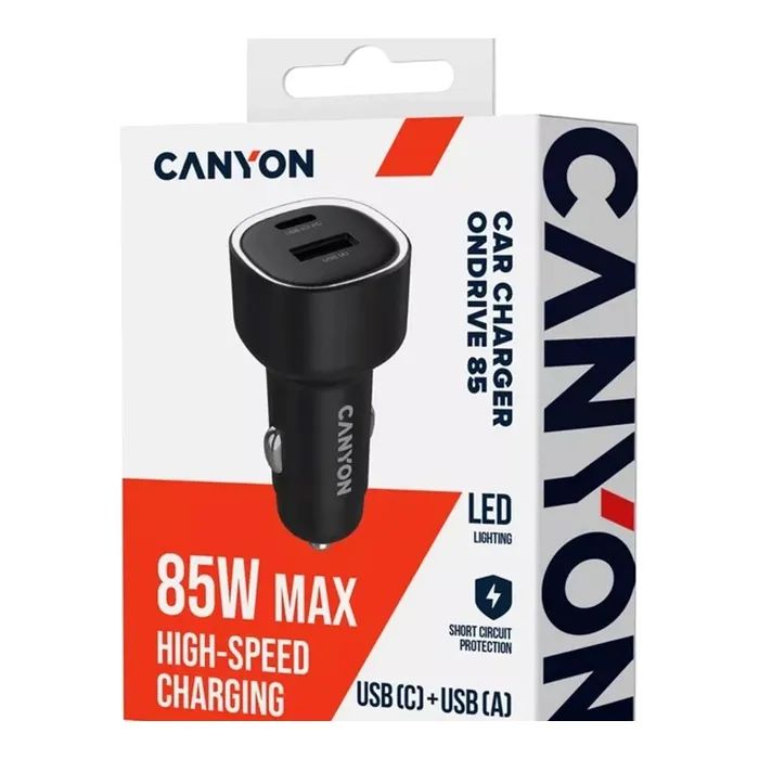 Зарядное устройство Canyon 1xUSB + 1xUSB-C PD85W black (CNE-CCABR8AC) изображение 6