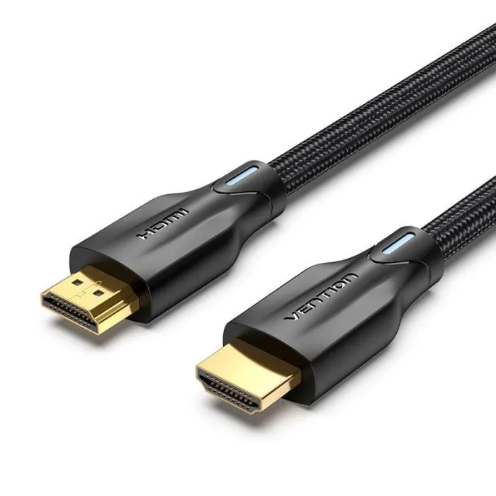 Кабель мультимедийный HDMI M to HDMI M 1.5m 8K60Hz cotton braided black Vention (AAUBG)