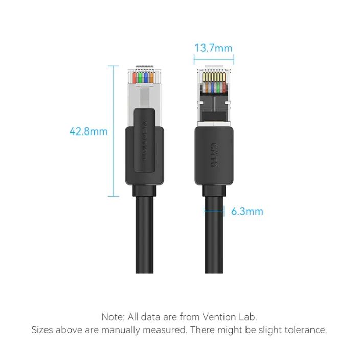 Патч-корд 1м, S/FTP cat 8 RJ-45 black Vention (IKKBF) зображення 11