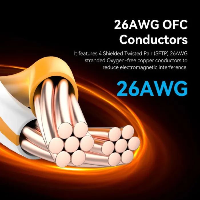 Патч-корд 1м, S/FTP cat 8 RJ-45 black Vention (IKKBF) зображення 5