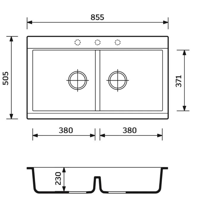 Мойка кухонная Adamant Similar графіт + змішувач + дозатор + ополіскувач склянок + колан (4824296106513) изображение 8