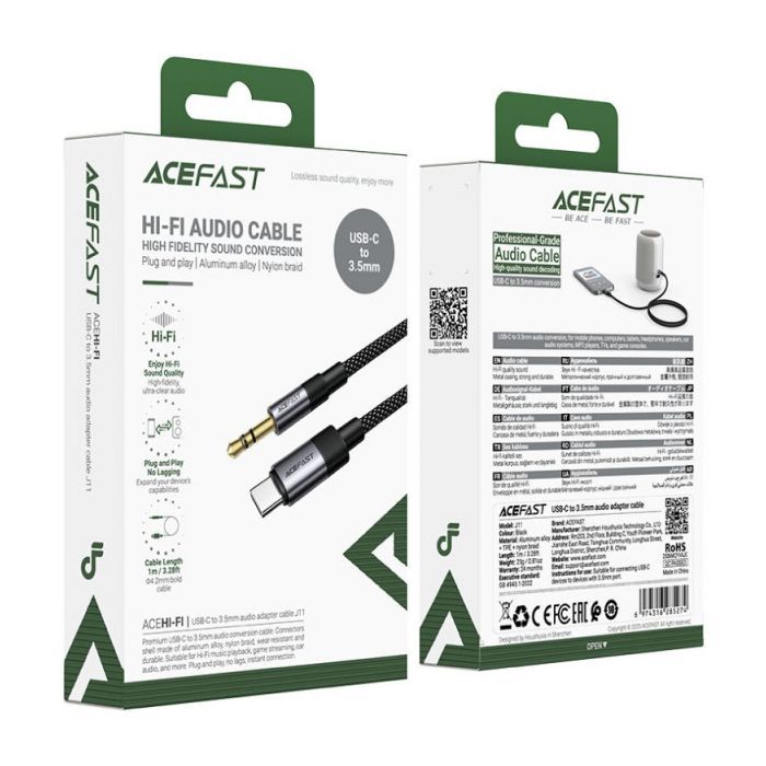 Кабель мультимедійний USB-C to 3.5mm M 0.15m black Acefast (6974316285274) зображення 4