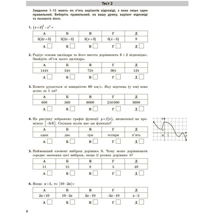 Рабочая тетрадь НМТ 2026. Математика. Тестовий - Ю.О. Захарійченко, О.В. Школьний Ранок (9786170999436) изображение 3