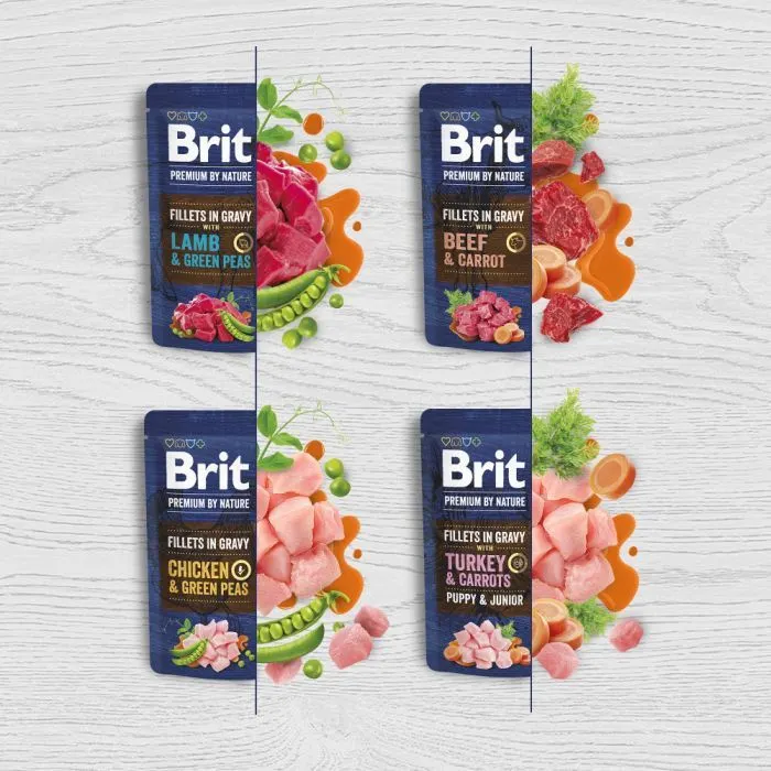 Вологий корм для собак Brit Premium Fillets in Gravy Chicken & Green Peas для малих порід 85 г (8595602572434) зображення 4