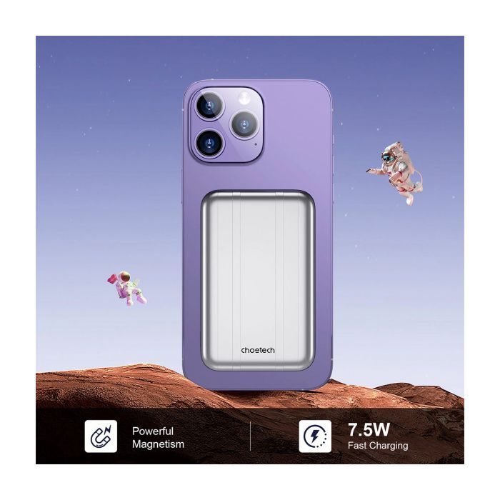 Батарея универсальная Choetech Magnetic Wireless 5000mAh 10W, USB-A,USB-C In/Out (B655 / 6932112104779) изображение 3
