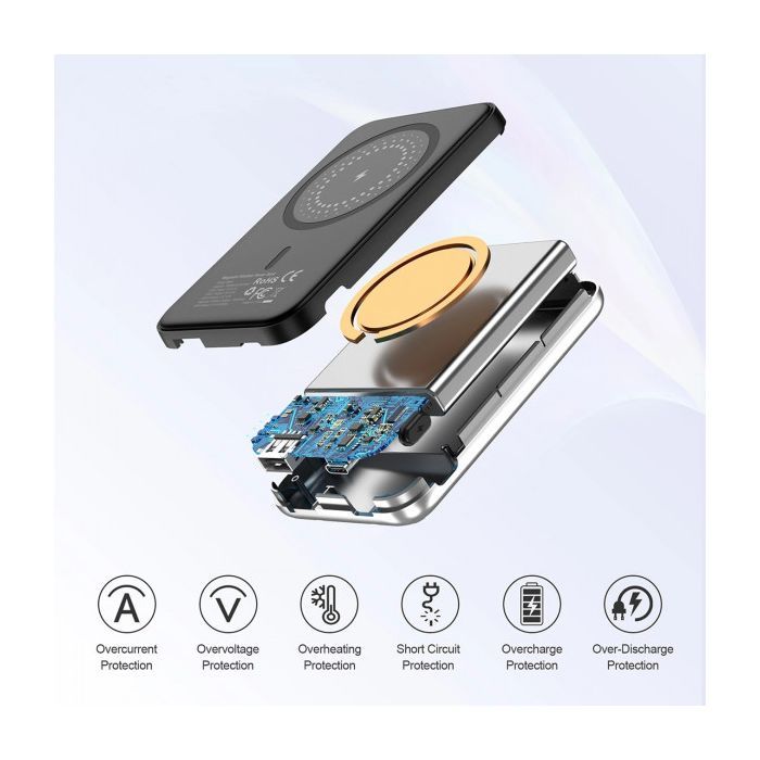 Батарея универсальная Choetech Magnetic Wireless 5000mAh 10W, USB-A,USB-C In/Out (B655 / 6932112104779) изображение 7