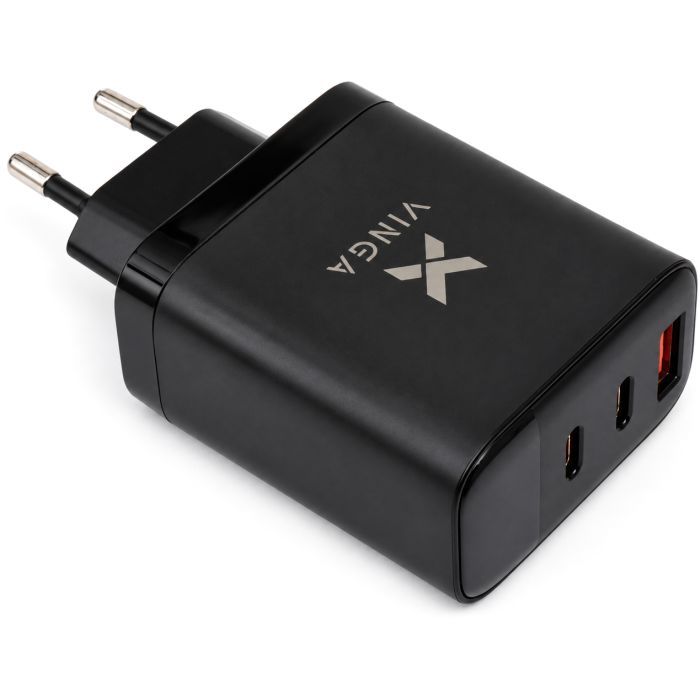 Зарядний пристрій Vinga 2xUSB-C + USB-A Display 65W (VCR65ACCDB) зображення 5