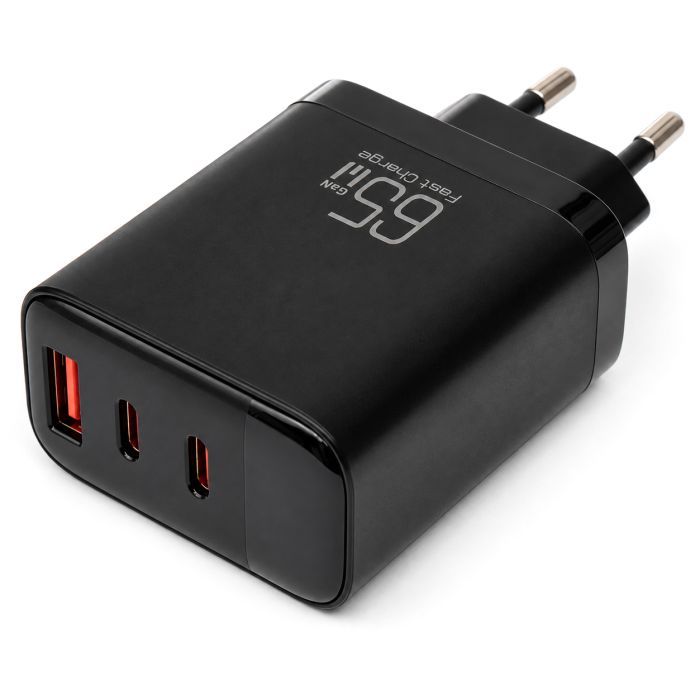 Зарядний пристрій Vinga 2xUSB-C + USB-A Display 65W (VCR65ACCDB) зображення 7