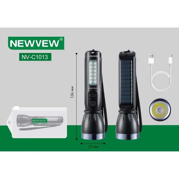 Фонарь NEWVEW NV-C1013 Solar Panel 500mAh Black (NWVW-NV-C1013-BK) изображение 3