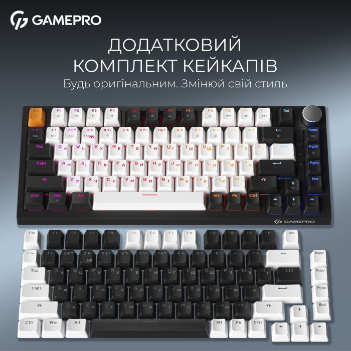 Клавиатура GamePro Asgard Valhalla QLAB Sakura Switch RGB Bluetooth/Wireless/USB-C UA Black (MK160-B-QS-PRO) изображение 12