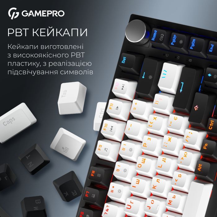 Клавиатура GamePro Asgard Valhalla QLAB Sakura Switch RGB Bluetooth/Wireless/USB-C UA Black (MK160-B-QS-PRO) изображение 14