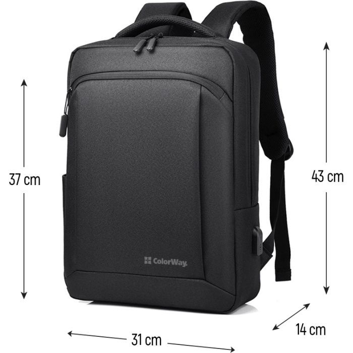 Рюкзак для ноутбука ColorWay Practical 17.3" Black (CW-BPP173-BK) зображення 2