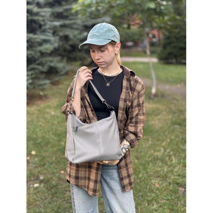 Сумка Vintage З натуральної шкіри Сіра (23054) зображення 15
