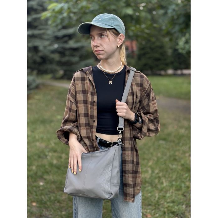 Сумка Vintage З натуральної шкіри Сіра (23054) зображення 16