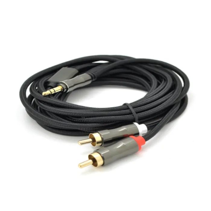 Кабель мультимедійний 3.5mm M to 2xRCA M 1.5m Stereo black VEGGIEG (YT-AR2-1.5V-A601)