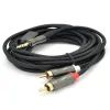 Кабель мультимедійний 3.5mm M to 2xRCA M 1.5m Stereo black VEGGIEG (YT-AR2-1.5V-A601)