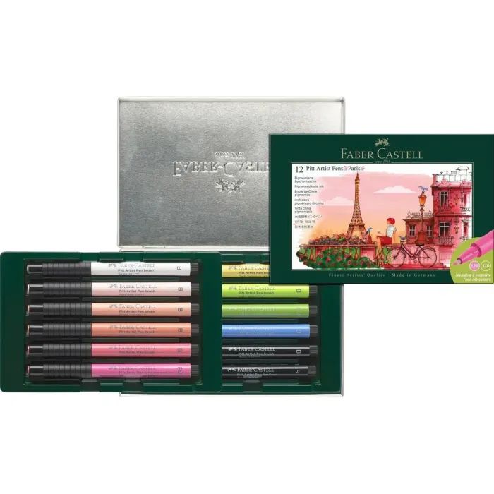 Лайнер Faber-Castell набор капиллярных ручек Pitt Artist Pen Set Paris, 12 шт (33017) изображение 4