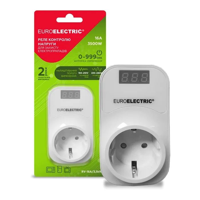 Реле напряжения EUROELECTRIC 16А 3.5kW 150V-210V 230V-280V (RV-16A/3,5kW) изображение 2