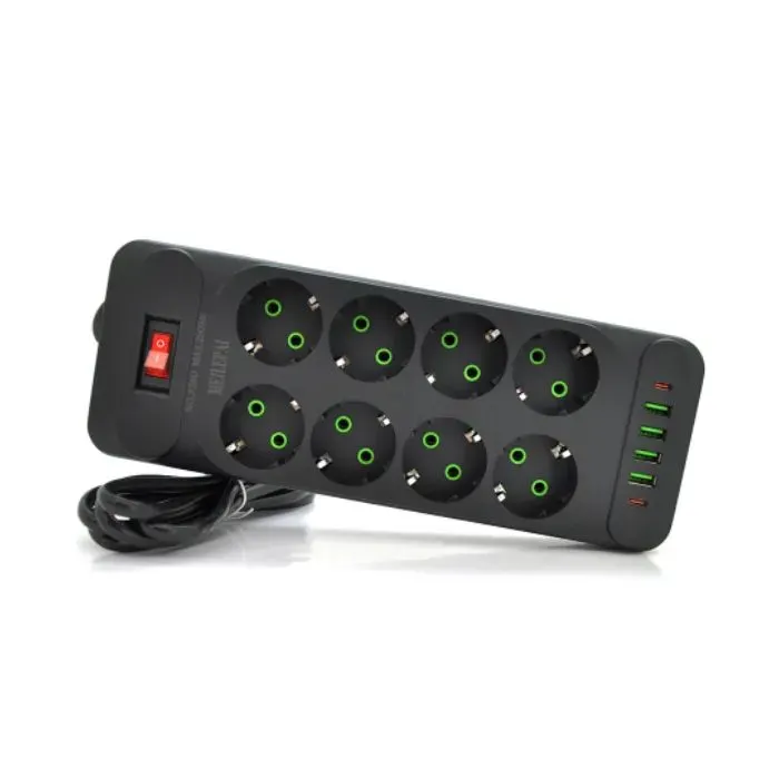 Сетевой фильтр питания Meilepai F34U, 8 роз EU, 4USB, 2PD Black (F34U-Black) изображение 2
