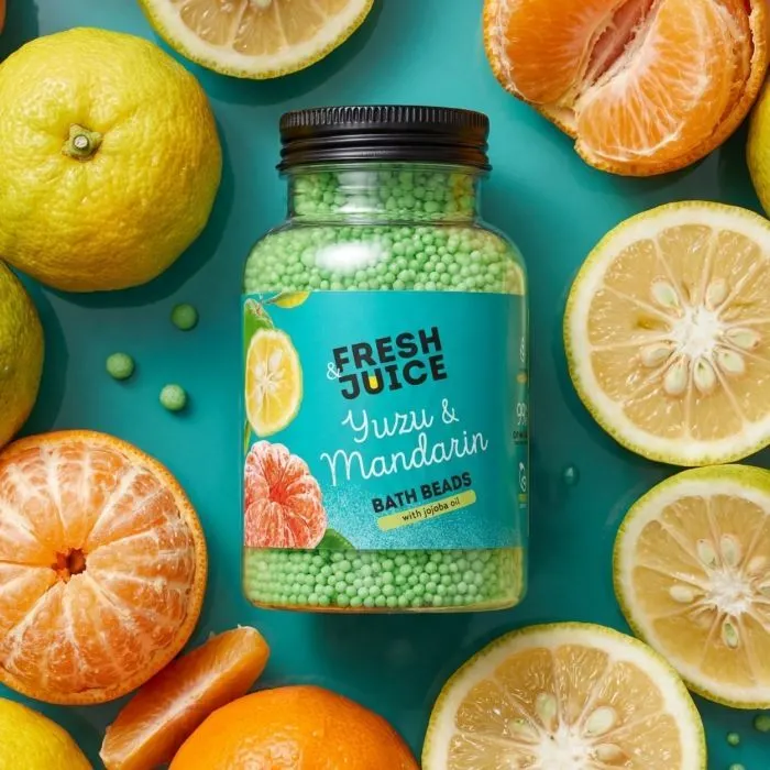 Сіль для ванн Fresh Juice Yuzu & Mandarin Bath Beads 450 г (4823015947735) зображення 4
