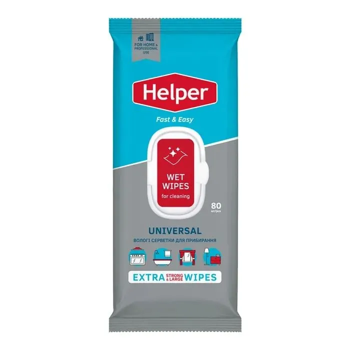 Серветки для прибирання Helper Вологі Універсальні 80 шт. (4820183974556)
