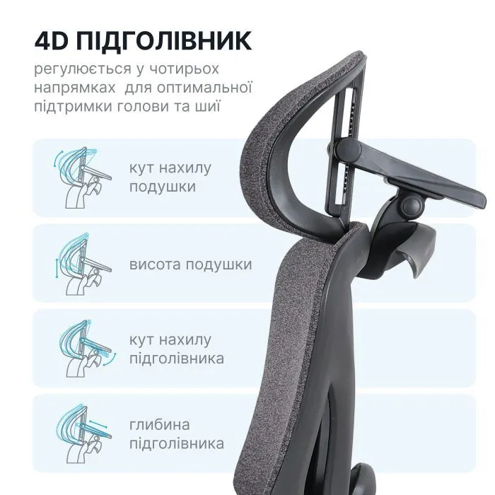 Офісне крісло OfficePro Jade OC970G Gray (OC970G) зображення 11