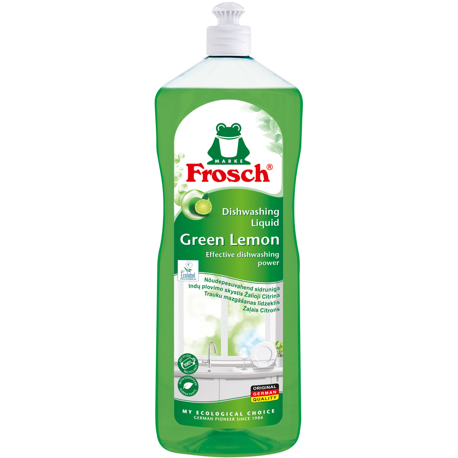 Средство для ручного мытья посуды Frosch Зеленый лимон 1 л (4009175148094/4009175170675)