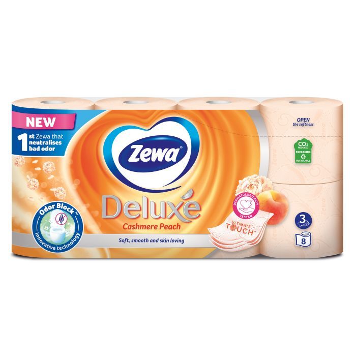 Туалетная бумага Zewa Deluxe Персик 3 слоя 12 рулонов (7322541396026)