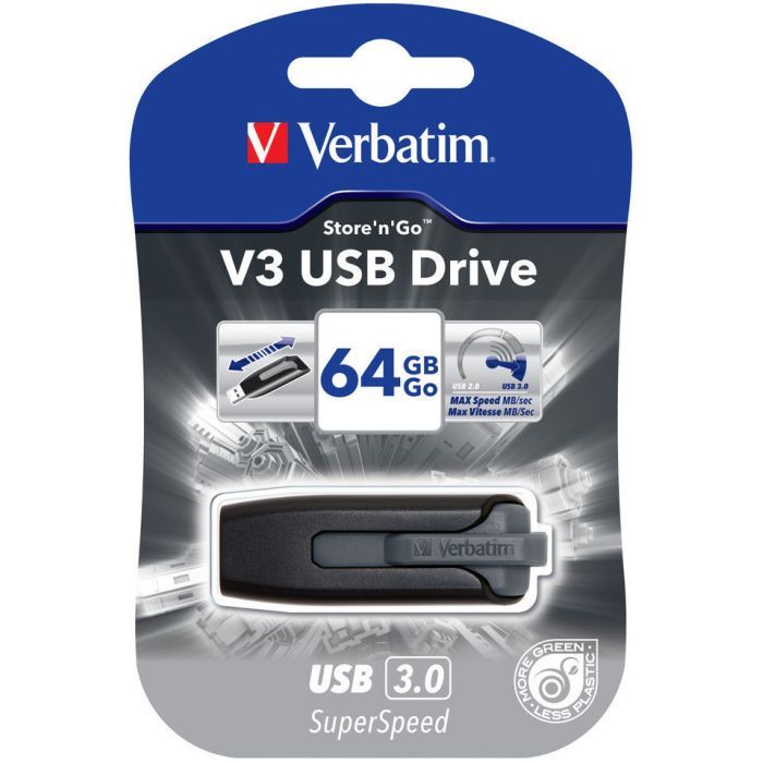 USB флеш накопичувач Verbatim 64GB Store 'n' Go Grey USB 3.0 (49174) зображення 5