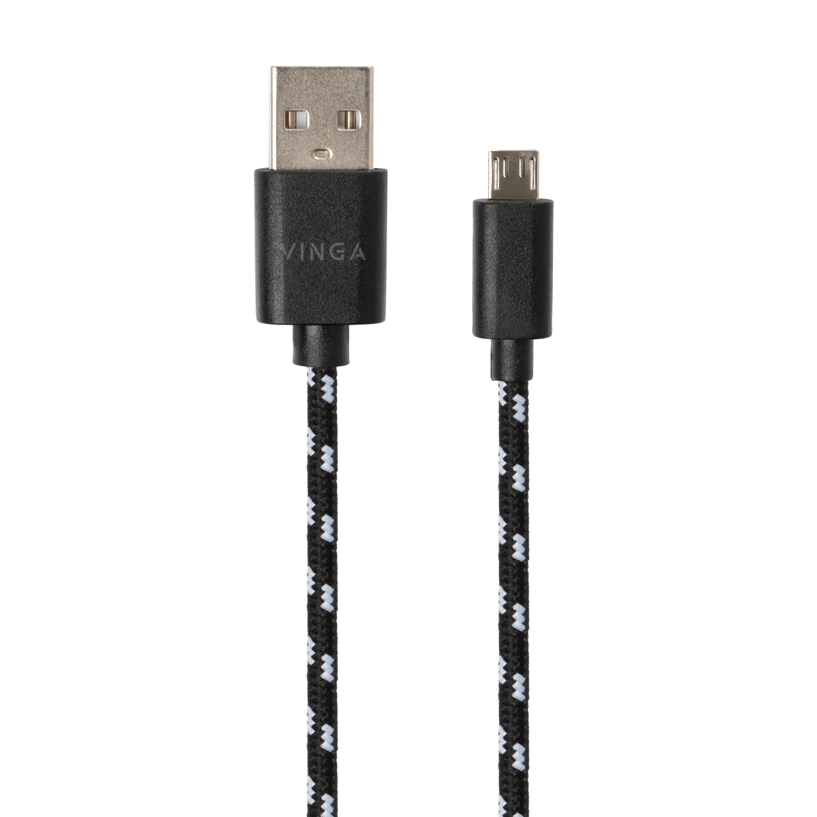 Дата кабель USB 2.0 AM to Micro 5P 2color nylon 1m black Vinga (VCPDCMBN31BK) зображення 2