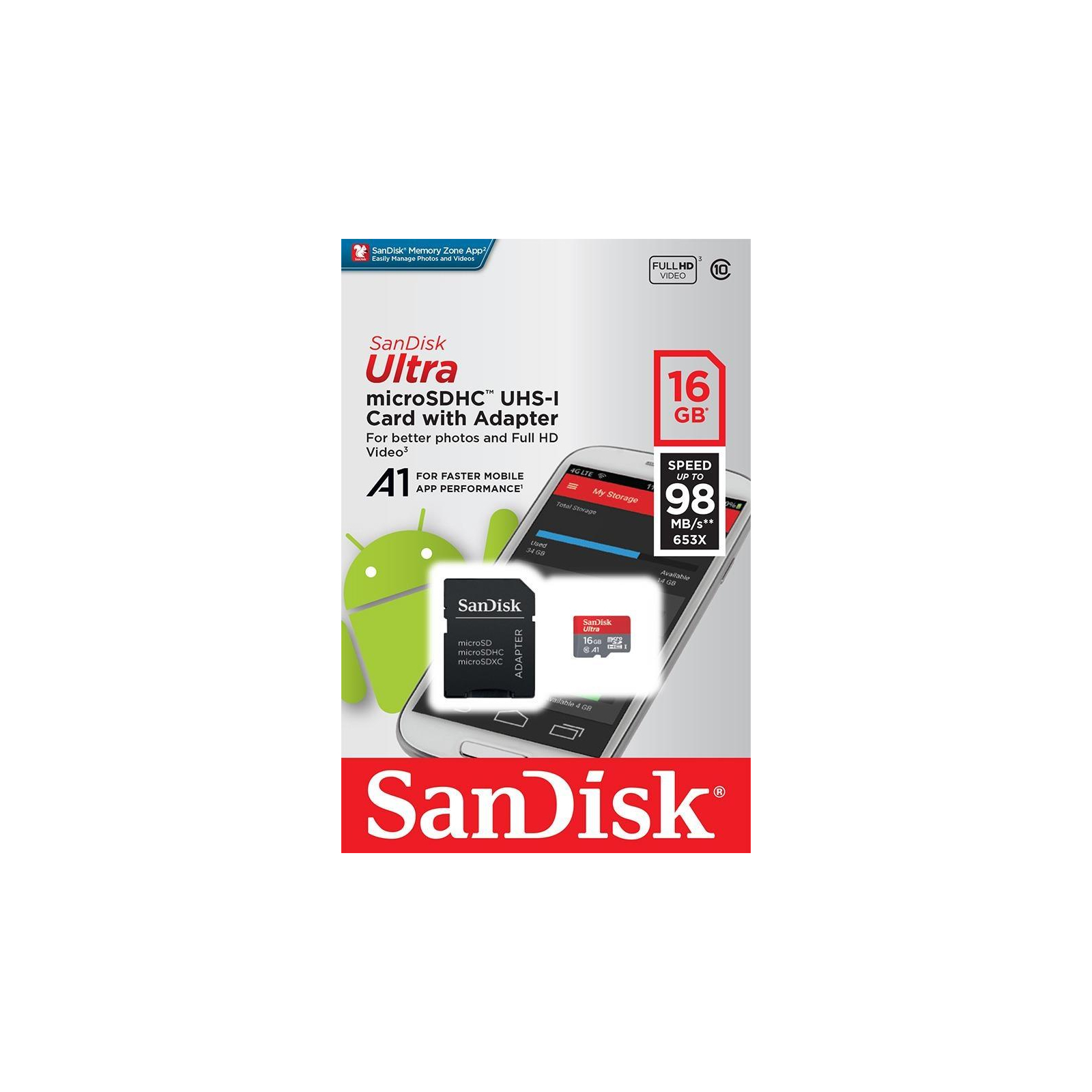 Карта памяти SanDisk 16GB microSDHC class 10 UHS-I A1 Ultra (SDSQUAR-016G-GN6TA) изображение 5