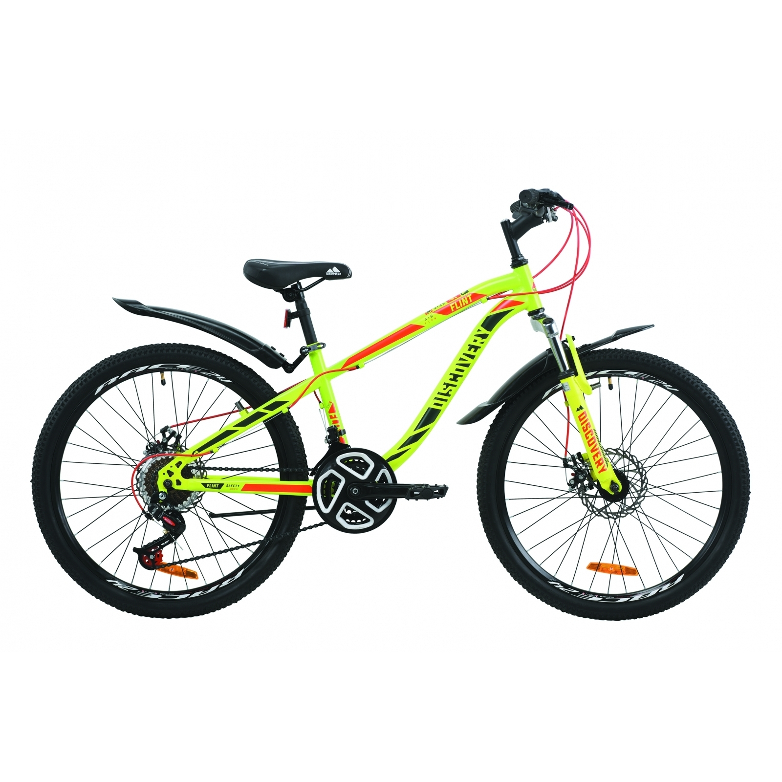 Велосипед Discovery 24" FLINT AM DD рама-13" St 2020 салатово-красный с хаки (OPS-DIS-24-160)