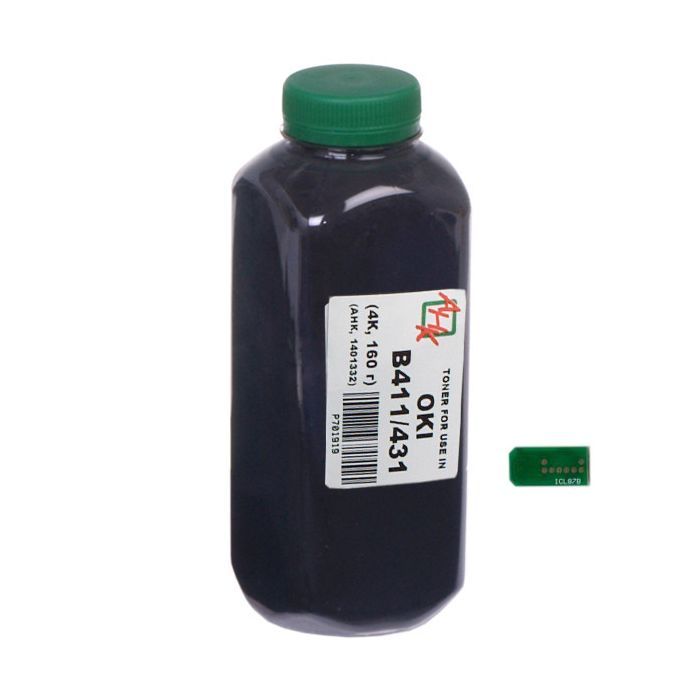 Тонер Oki B411/431, 160г Black +chip AHK (1401333)