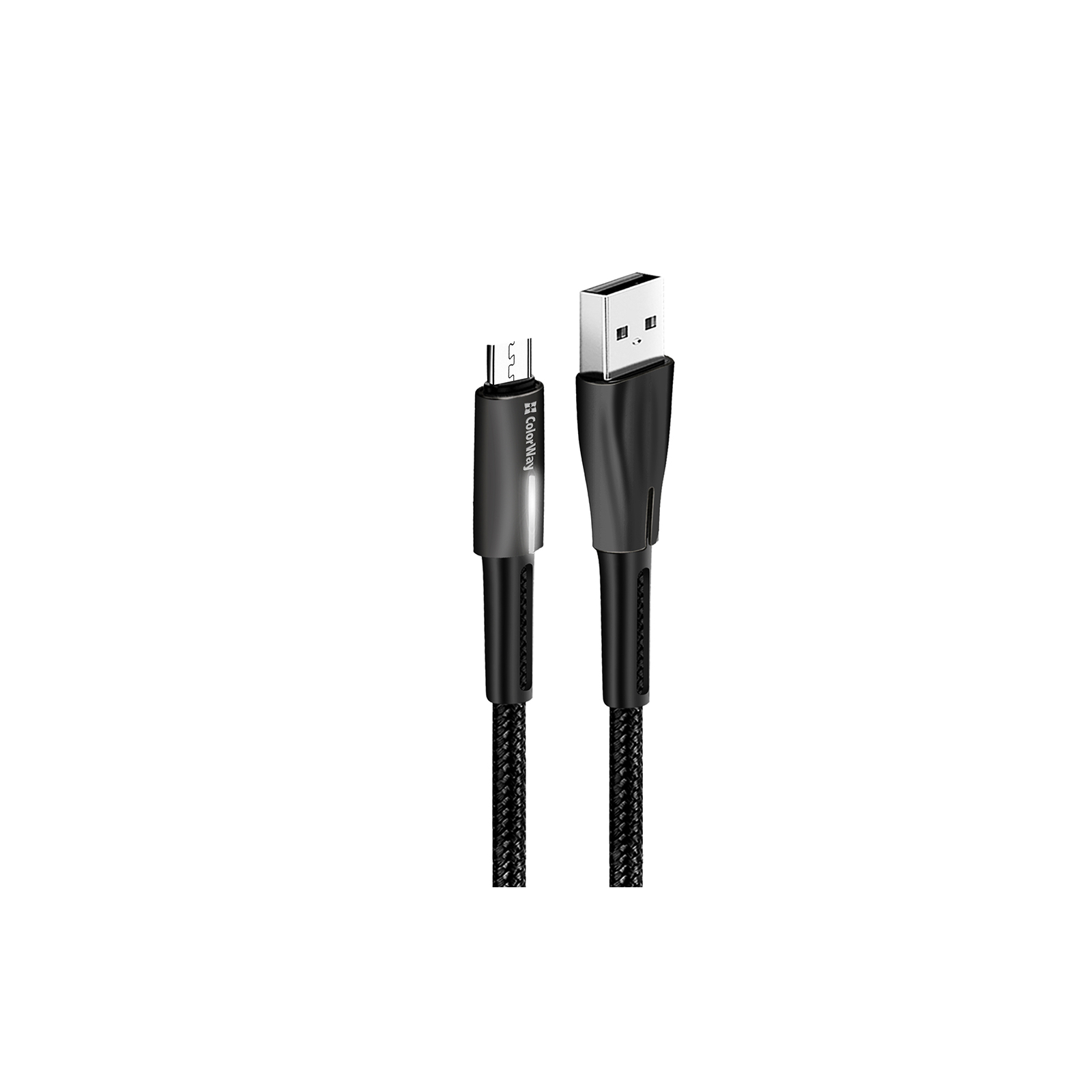 Дата кабель USB 2.0 AM to Micro 5P 1.0m zinc alloy + led black ColorWay (CW-CBUM035-BK) зображення 4