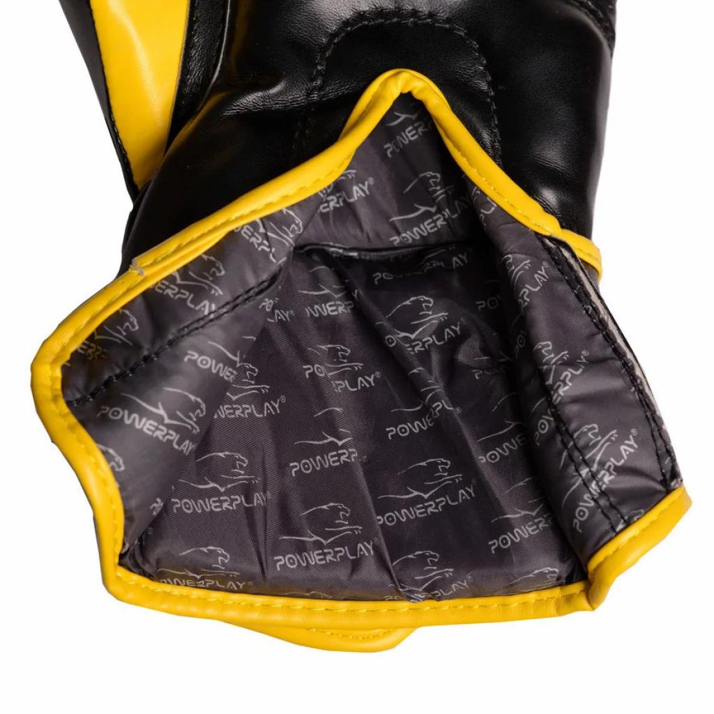 Боксерські рукавички PowerPlay 3018 14oz Black/Yellow (PP_3018_14oz_Black/Yellow) зображення 5