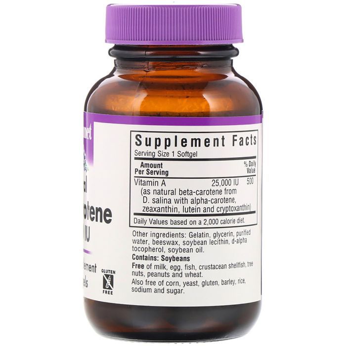 Вітамін Bluebonnet Nutrition Натуральний бета-каротин, Beta Carotene 25,000МЕ, 90 гелевих (BLB-00316) зображення 2