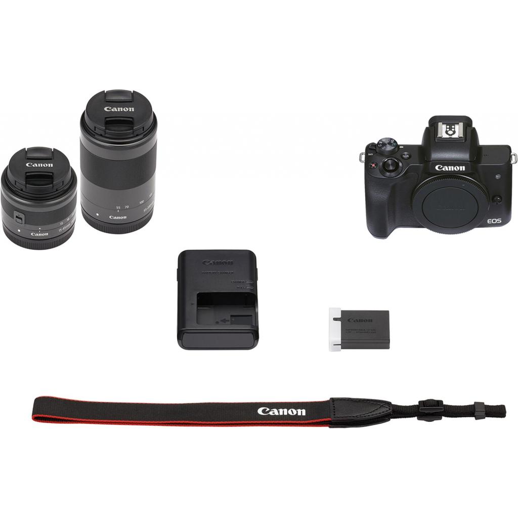 Цифровий фотоапарат Canon EOS M50 Mk2 + 15-45 IS STM + 55-200 IS STM Black (4728C041) зображення 8