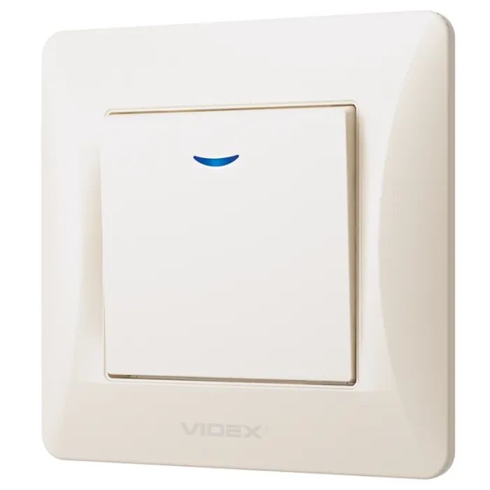 Вимикач Videx BINERA 1кл з підсвічуванням кремовий (VF-BNSW1L-CR)