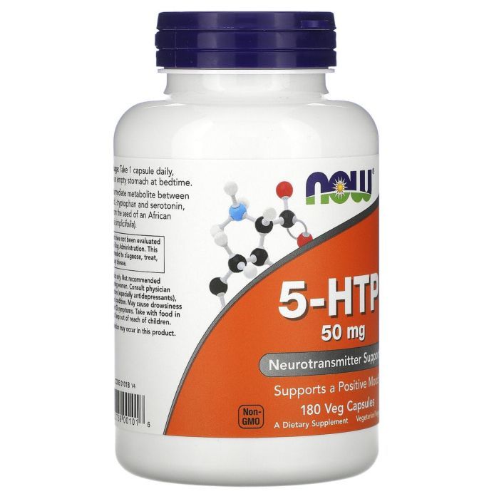 Аминокислота Now Foods 5-HTP (Гидрокситриптофан), 50 мг, 180 вегетарианских капсул (NOW-00101) изображение 2