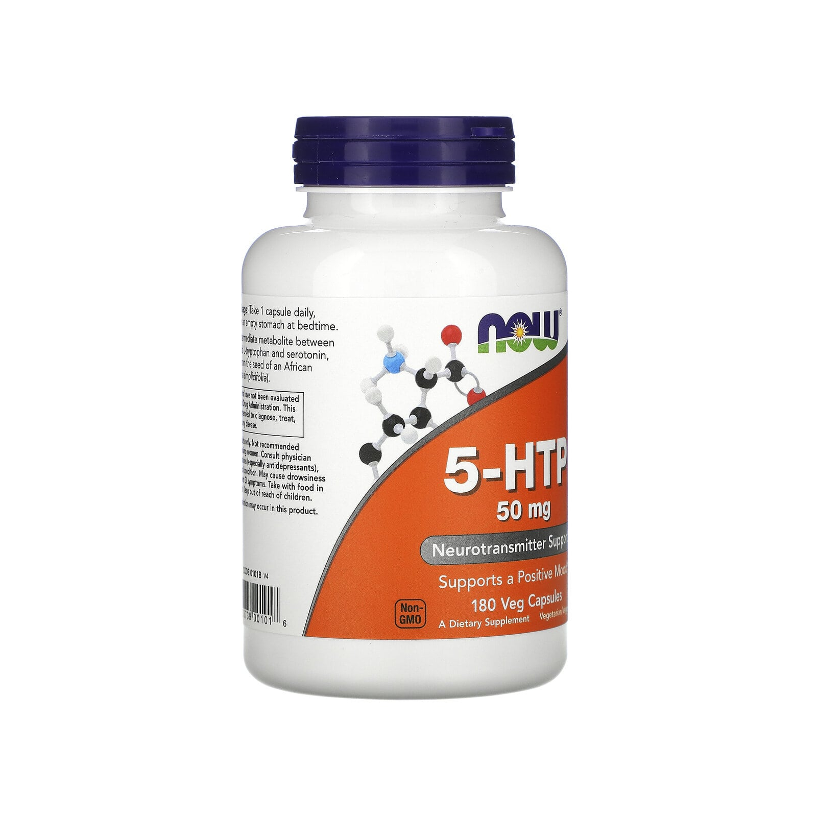 Амінокислота Now Foods 5-HTP (гідроксітріптофан), 50 мг, 180 вегетаріанських капсул (NOW-00101) зображення 2