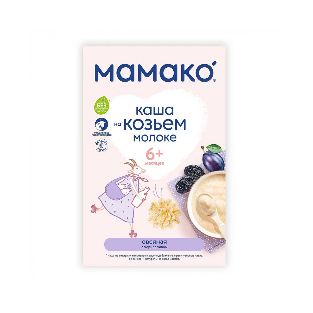 Дитяча каша MAMAKO на козячому молоці вівсяна з чорносливом 200 г (4670017090033) зображення 4